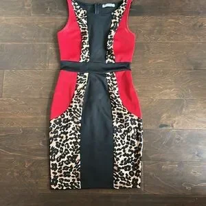 fitted lace wedding dress Agaci Women's Red Sleeveless Short Dress Size M